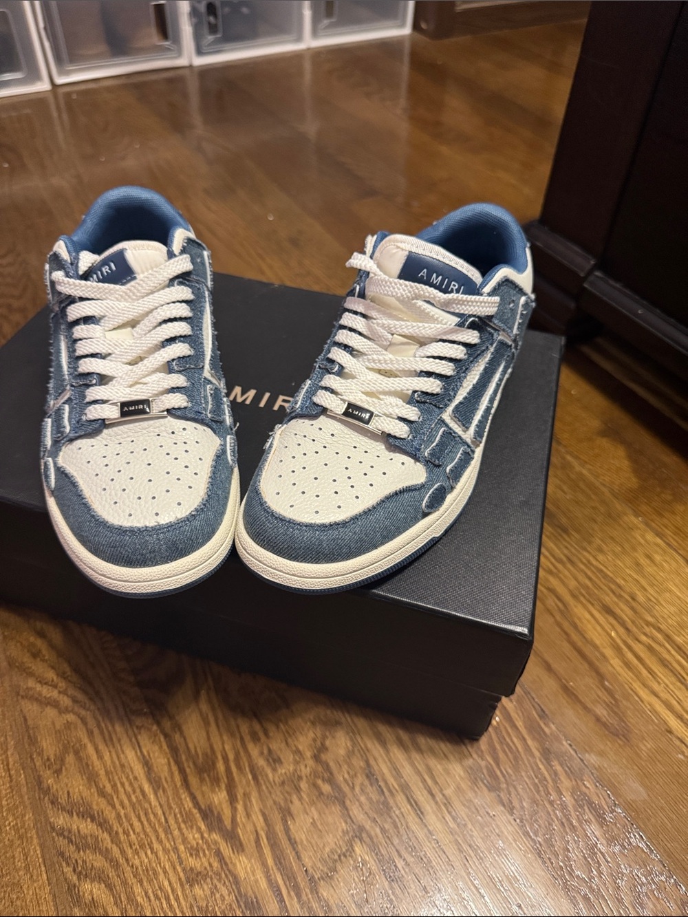 AMIRI Men's Denim and Cream Low-Top Sneakers